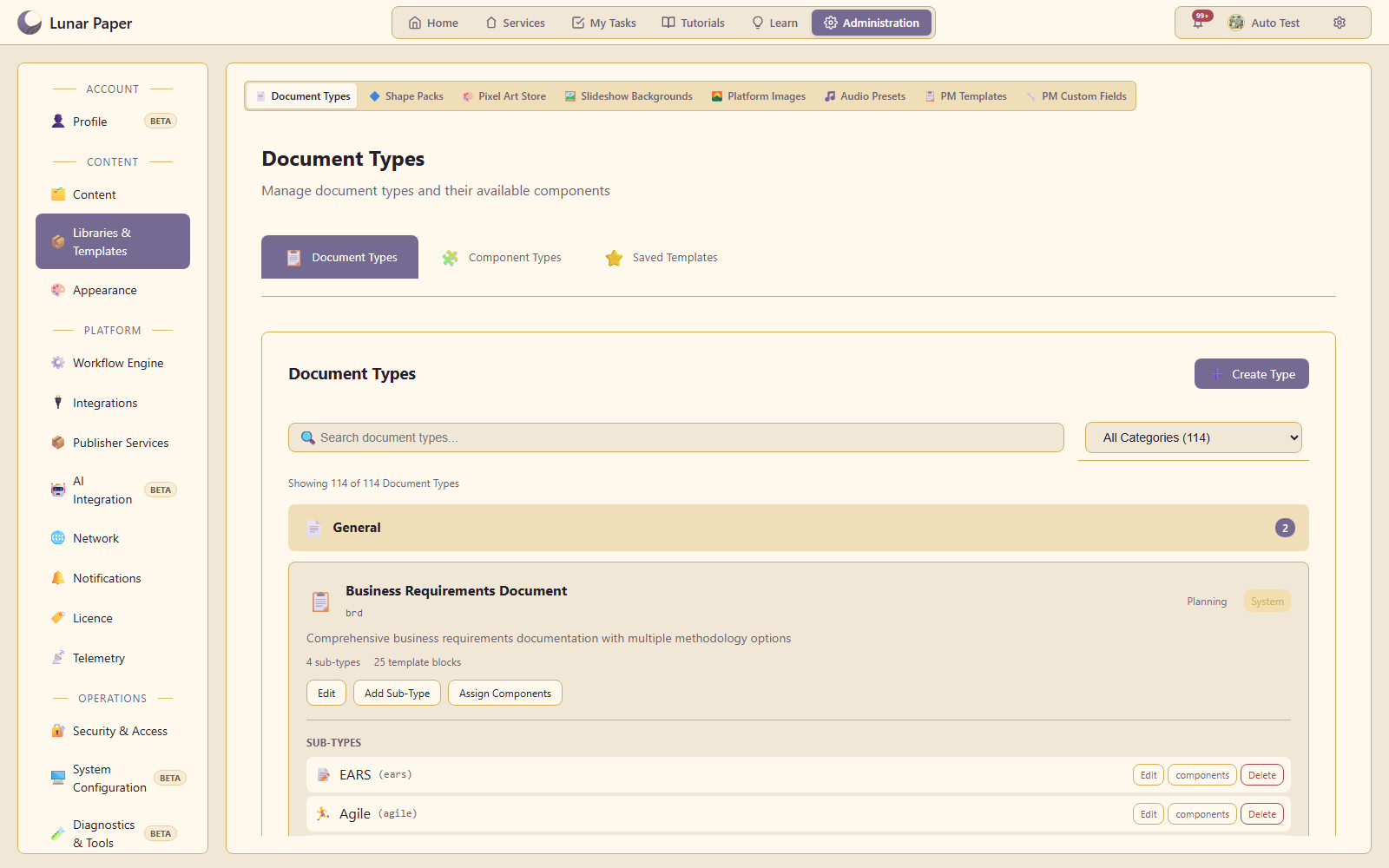 Shared libraries and platform settings.